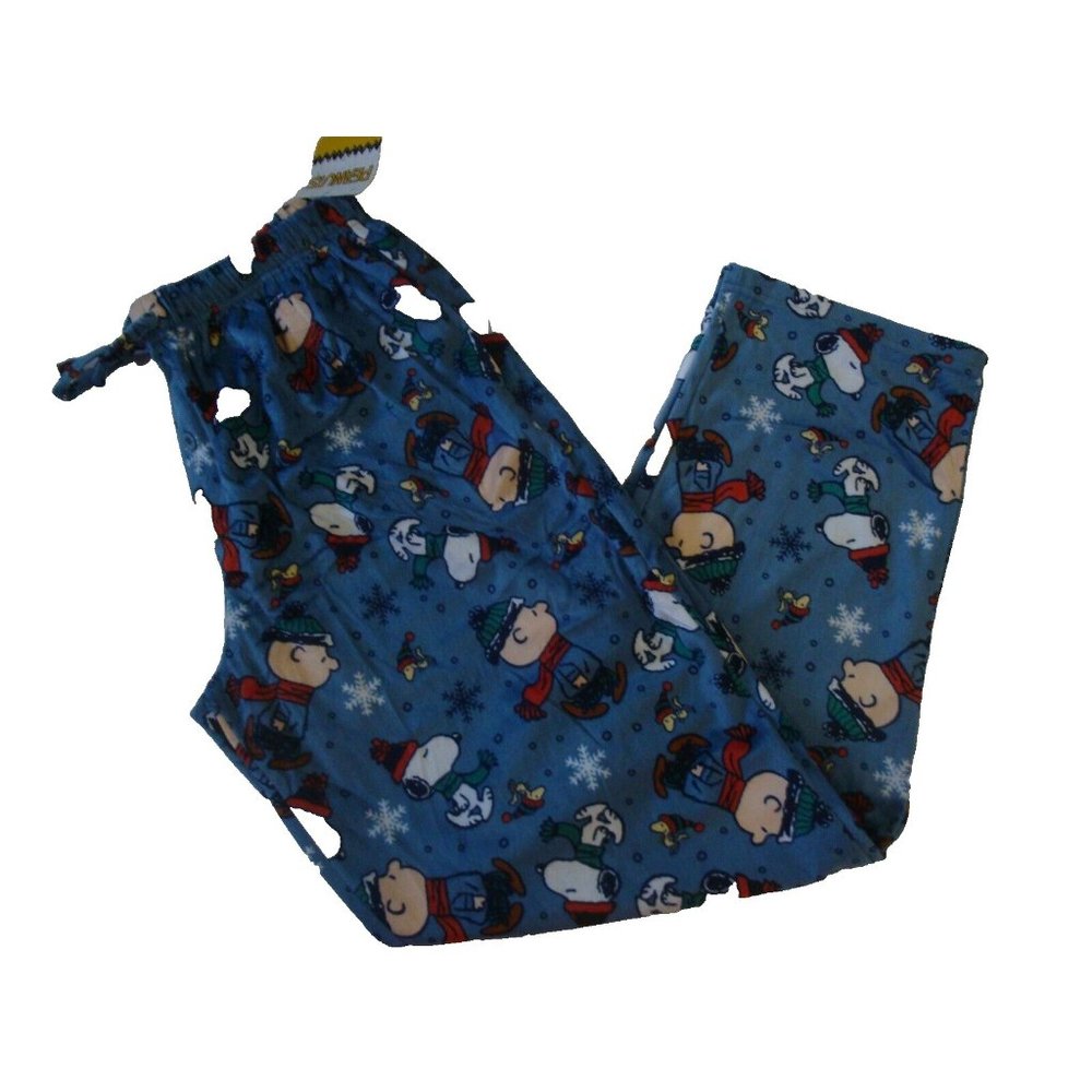 Peanuts Men's Christmas Minky Fleece Sleep Pajama Pants Snoopy Charlie Brown M